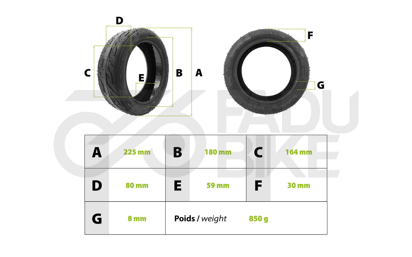 E-Scooter Tubeless-Reifen 10×2.70–6.5 – mit Pannenschutz-Gel