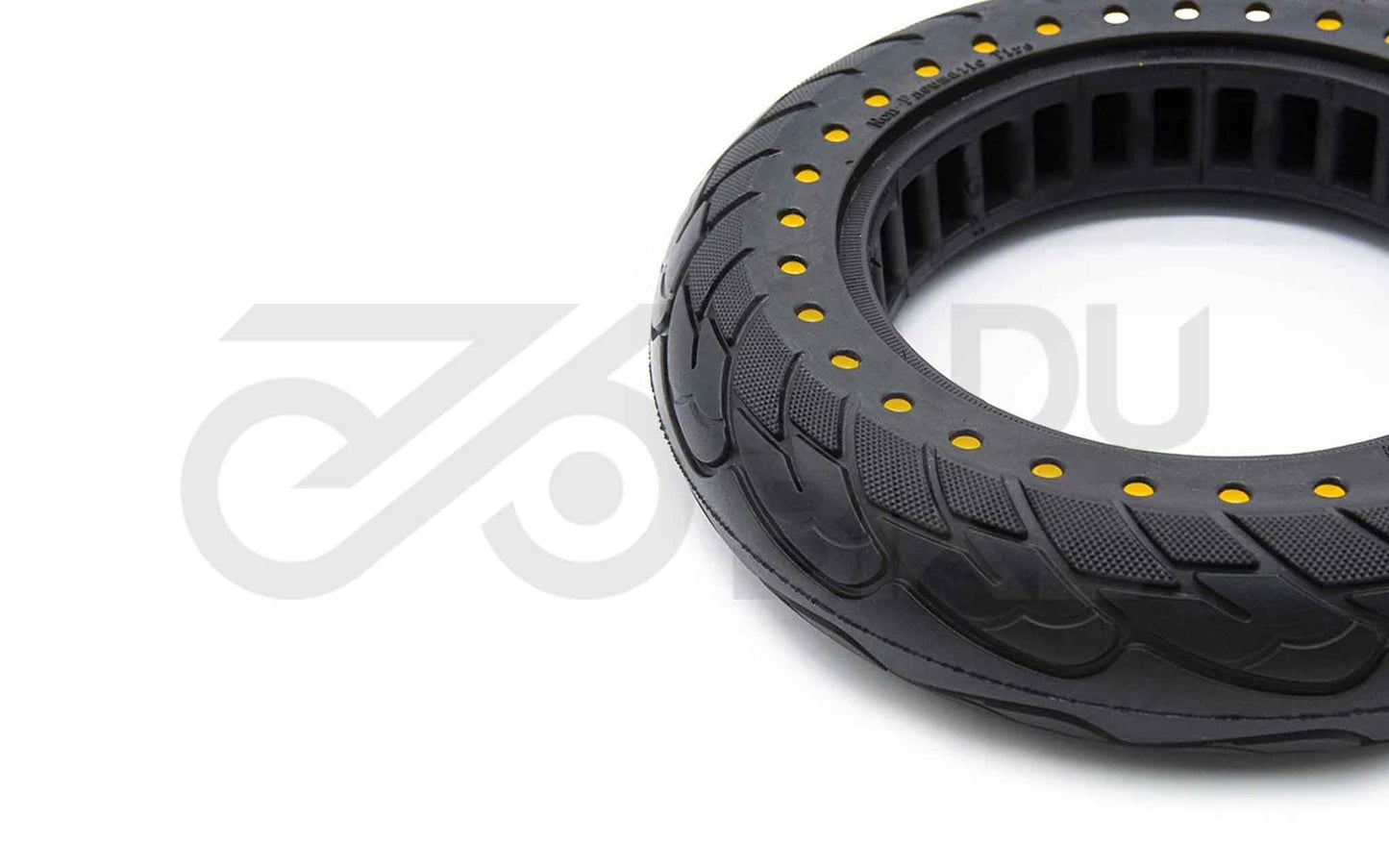 Vollgummi-Ultralight-Reifen 10×2.5-6.1/B34 – Extra Soft mit Gelben Punkten