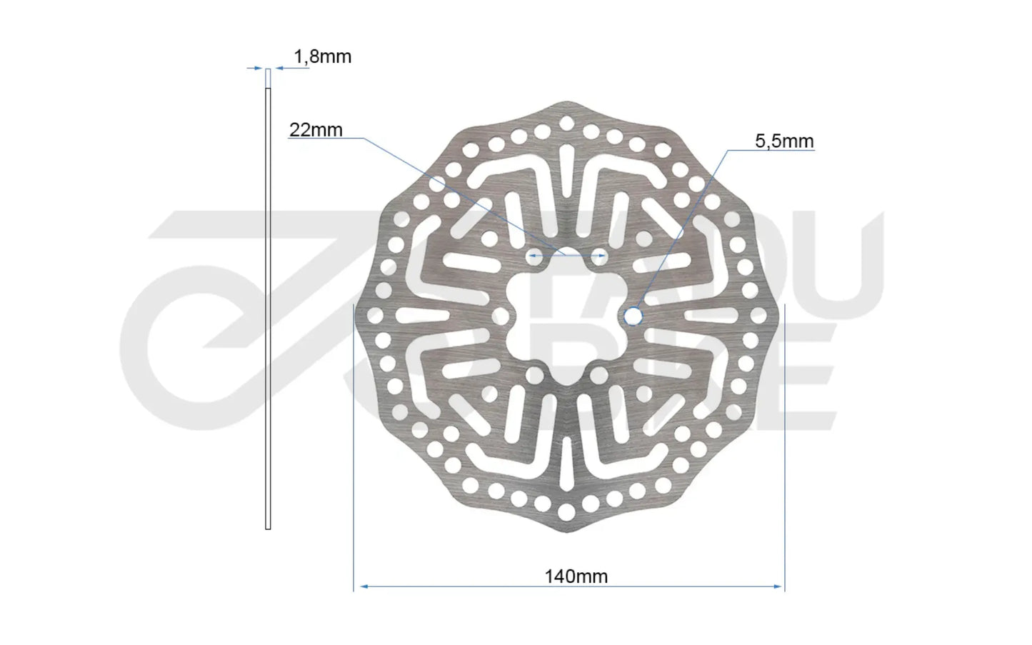 E-Scooter Bremsscheibe EWD004 140 mm – Ersatzteil für KuKirin G2 Pro Hydraulik-/Scheibenbremsen