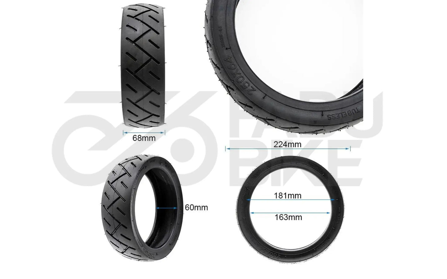 E-Scooter Tubeless CityRoad Reifen 250x64 – extra Grip & Komfort
