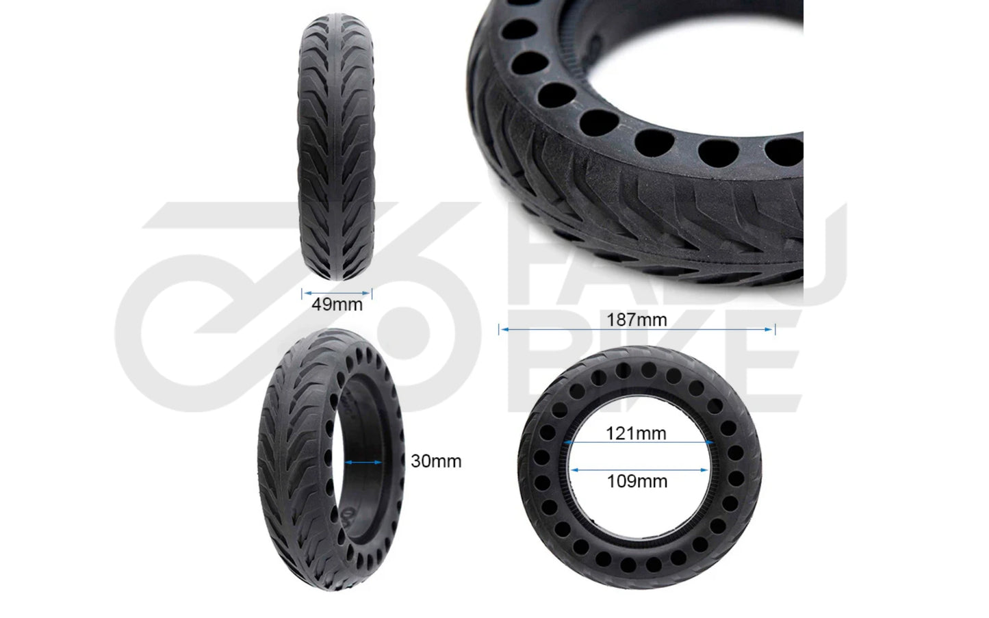 Perforierter Vollgummireifen 8 × 2,5 (Zoll, B30) – pannenfrei für E-Scooter