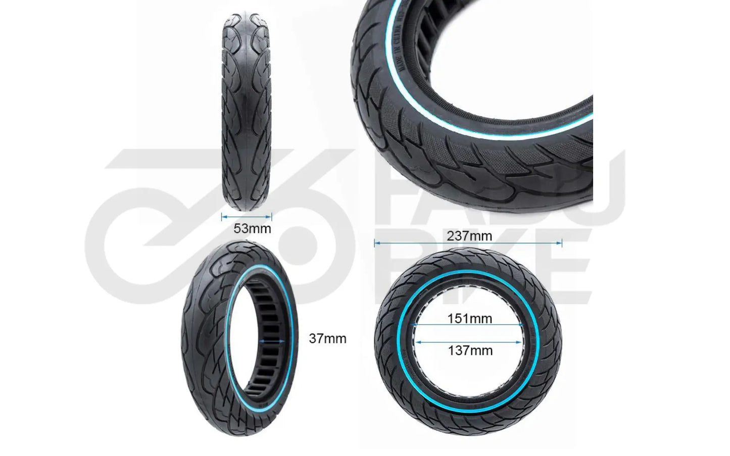 Ultra-leichter Vollgummi 10×2.125 (6.1, B34) – vibrationsarm, pannenfrei für E-Scooter