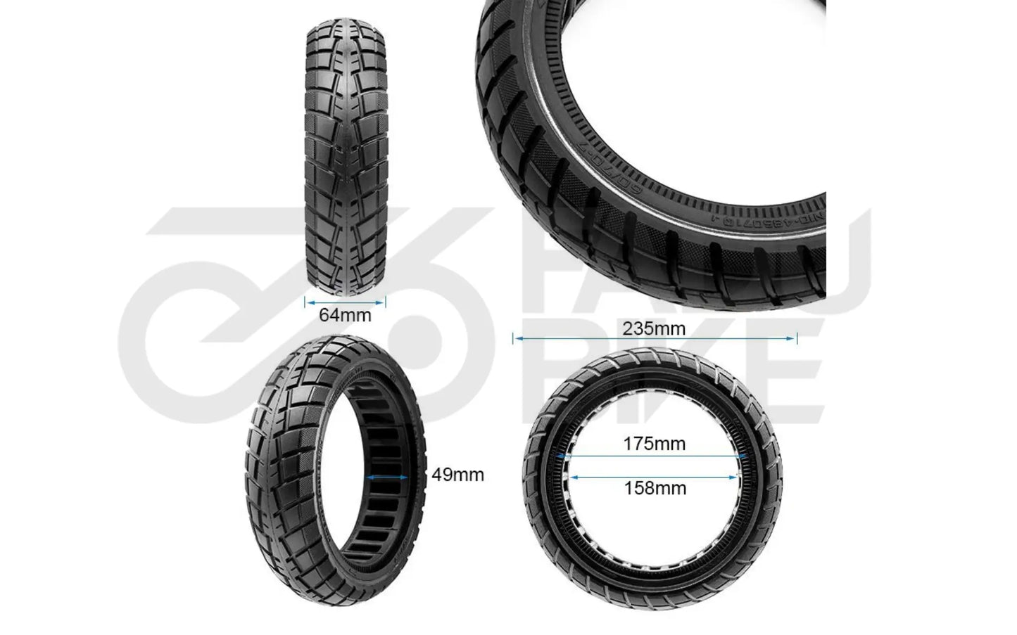 Ultraleichter Vollgummireifen 60/70-7 (B50) – pannenfrei für E-Scooter