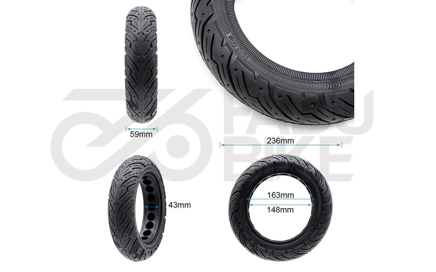 Vollgummireifen 10×2.5 (6.5, B43) – pannenfreie Performance für E-Scooter