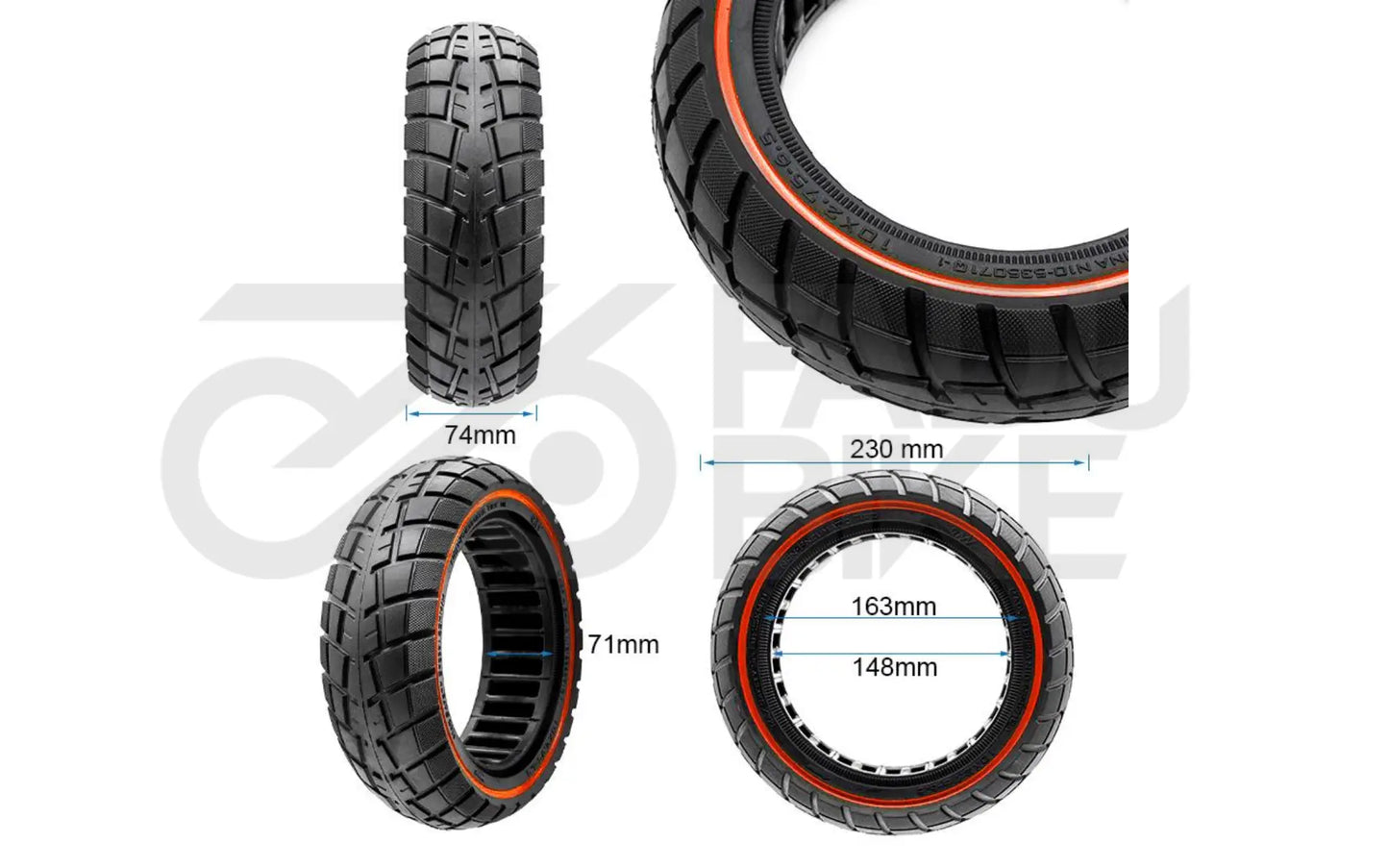 Vollgummireifen 10 × 2,75 (6.5 B55) – robust & wartungsfrei für E-Scooter