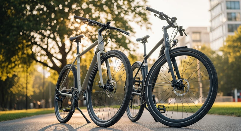 Fahrrad und E Bike Reifen auf österreichischem Radweg als Hero Bild