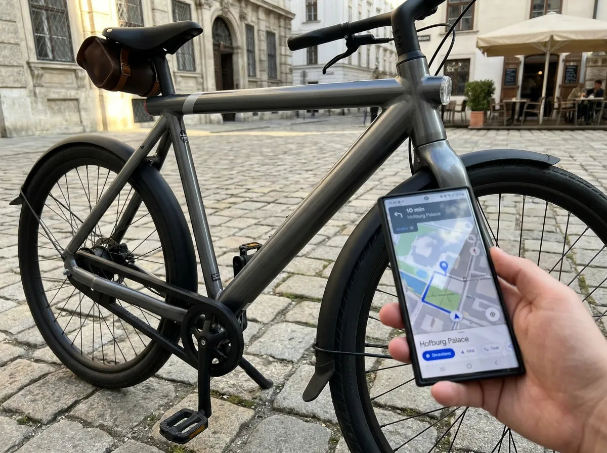 GPS-Tracker am E-Bike montiert mit Smartphone-App