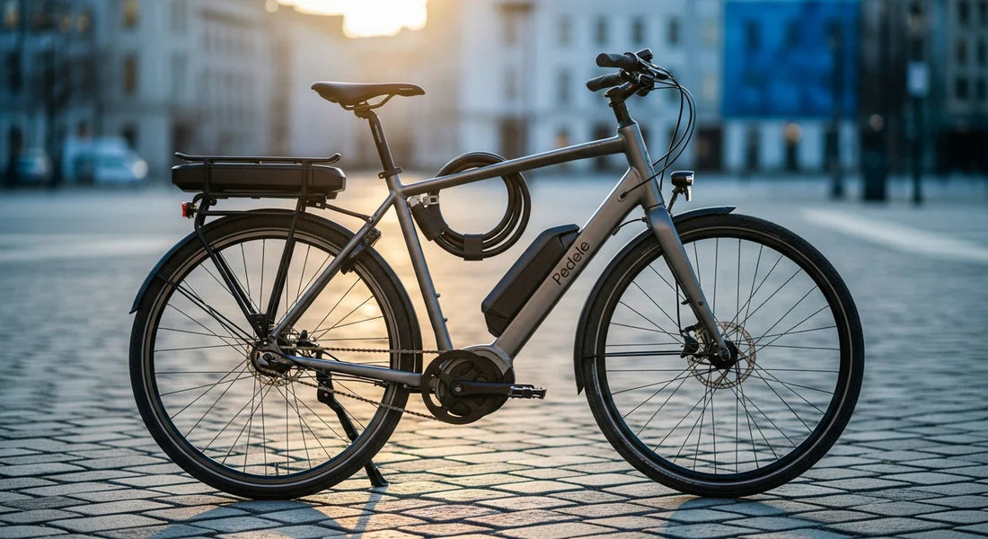 Modernes graues Pedelec mit integriertem Akku