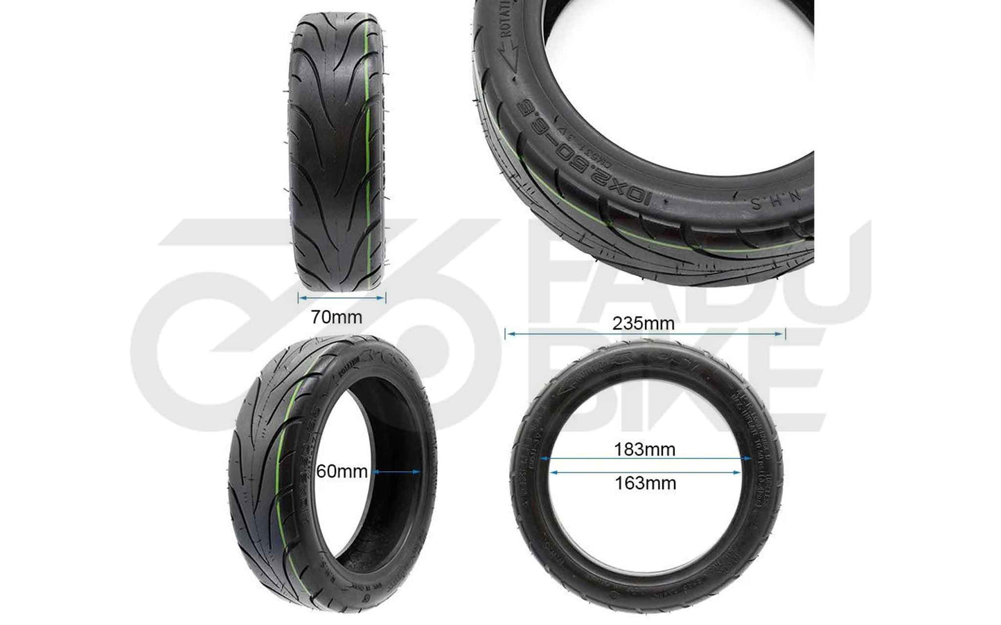 E-Scooter Cityroad Reifen 10×2,5-6,5 Tubeless – ohne Gel