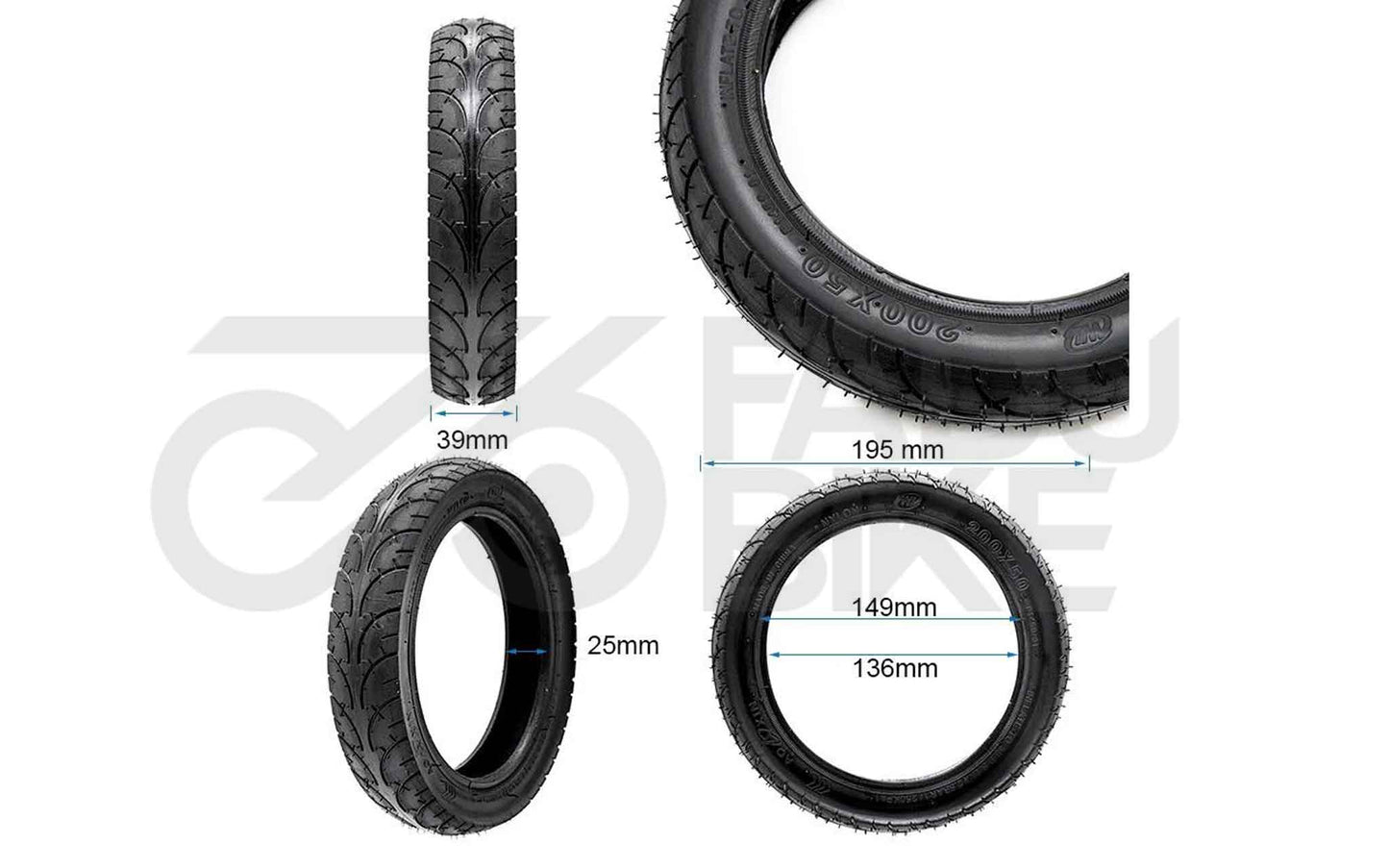 Reifen 200×50–5.5 mit Schlauch – langlebiger Cityroad Scooterreifen