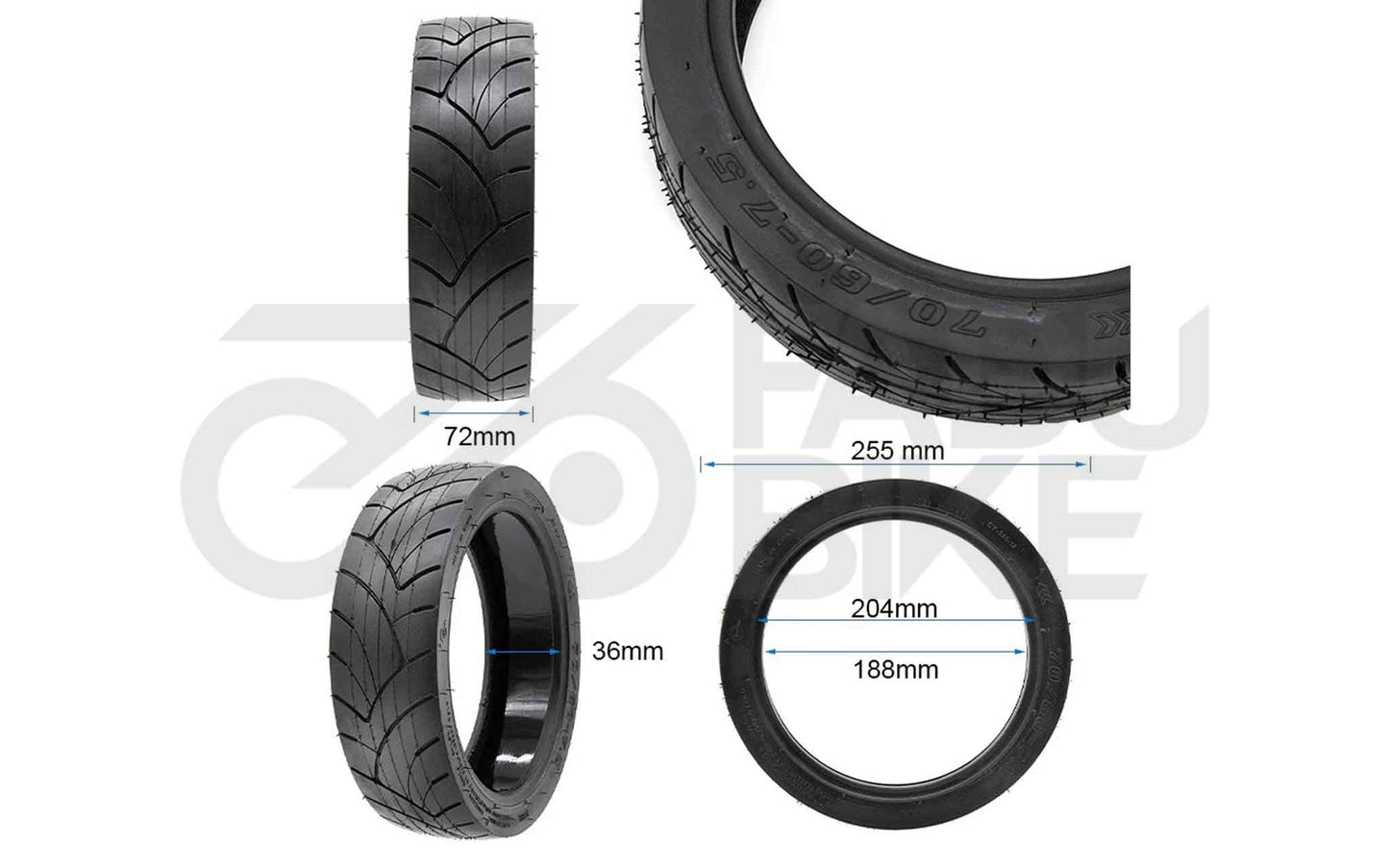 E-Scooter Tubeless-Reifen 70/60-7.5 – mit Gel