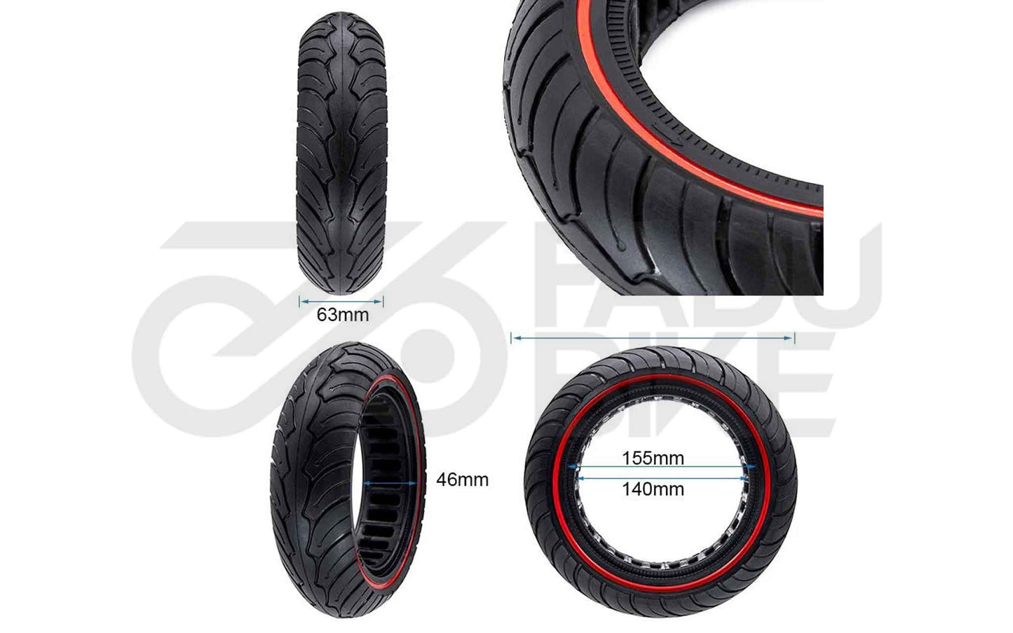 Ultraleichter Vollgummi-Reifen 9.5×2.5 – Rot Edition für NIU E-Scooter