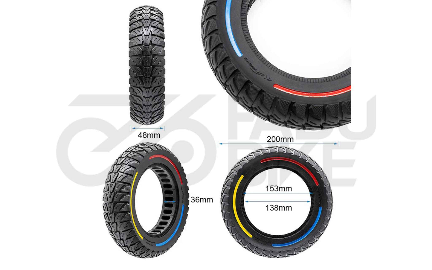 Vollgummi-Reifen 8.5x2-6.1 Tricolor für E-Scooter – pannensicher & wartungsfrei