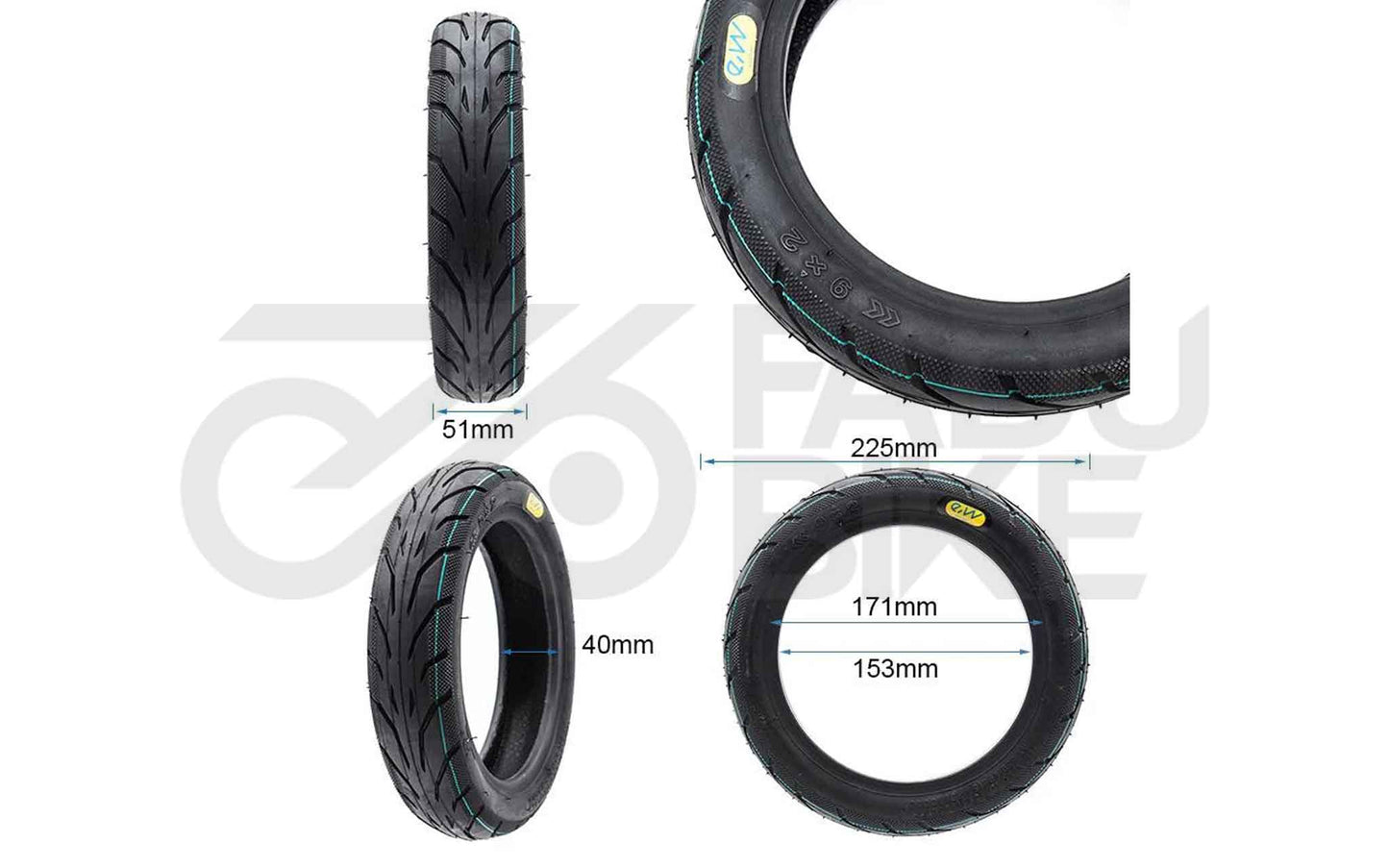 E-Scooter Cityroad Reifen 9×2-6.1 – Tubeless ohne Gel