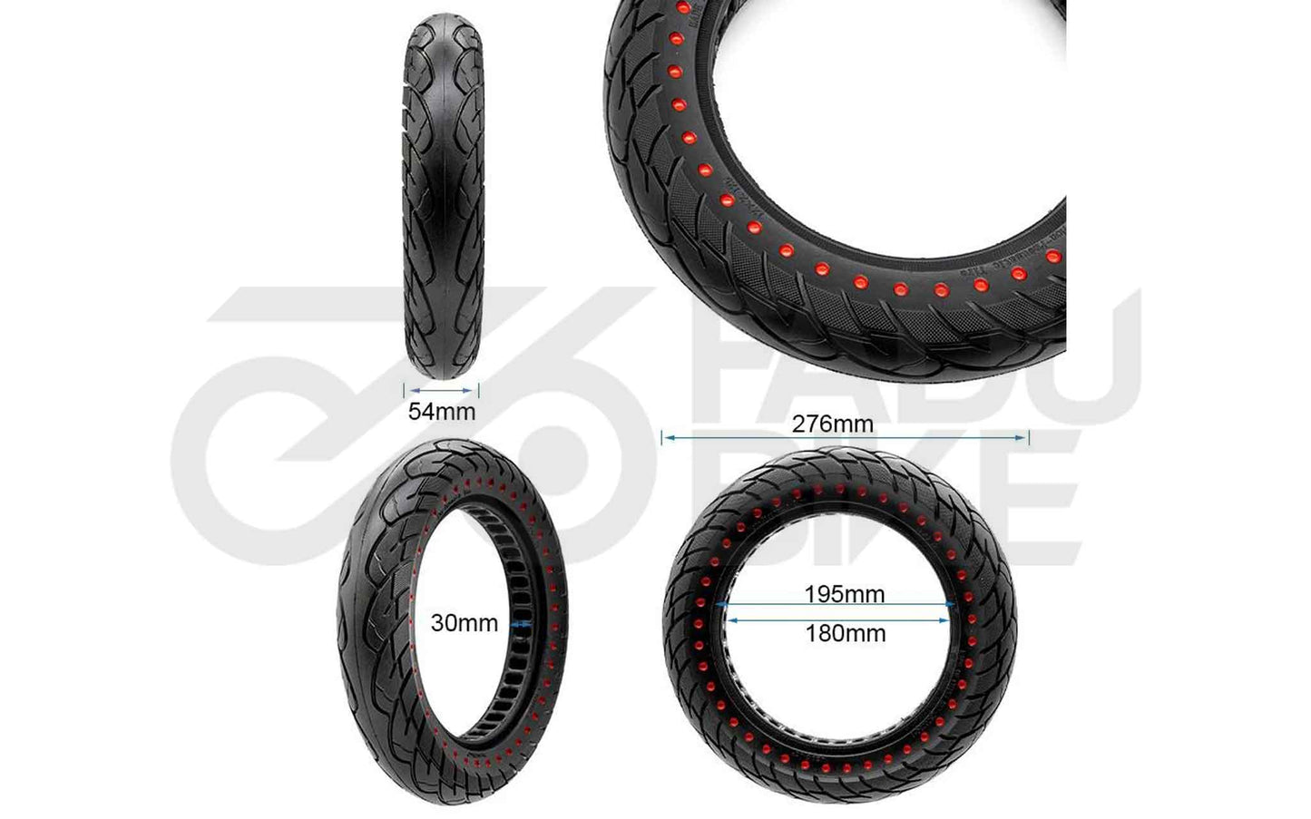E-Scooter Ultralight Vollgummi-Reifen 12×2,125-7 (B28) – Rote Punkte