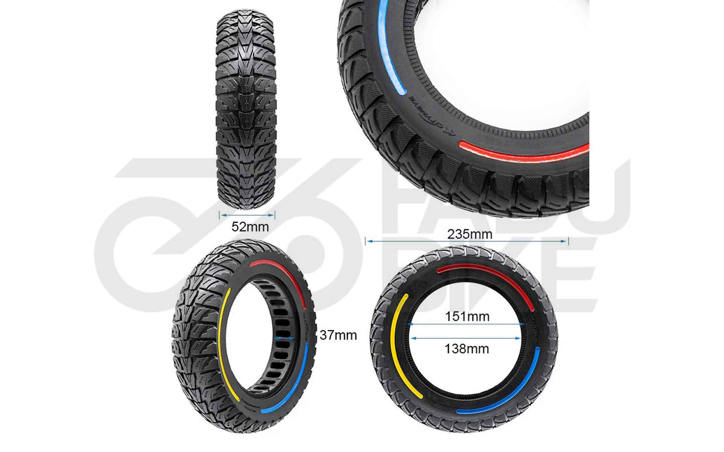 Vollgummi-Reifen 10×2.125 Tricolor – Pannensicher & Wartungsfrei