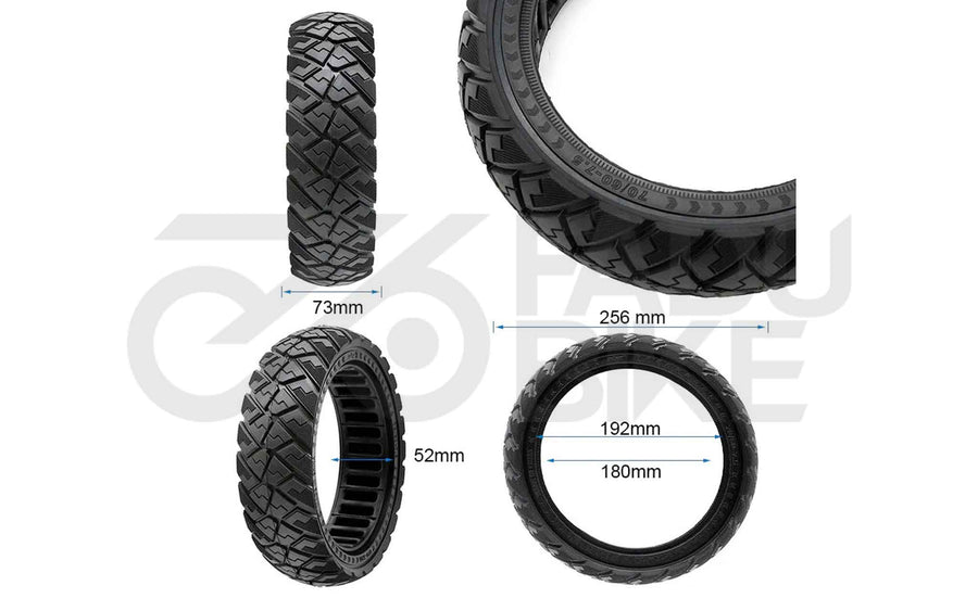 Solid rubber all-terrain tire 70/60-7.5 with diamond tread