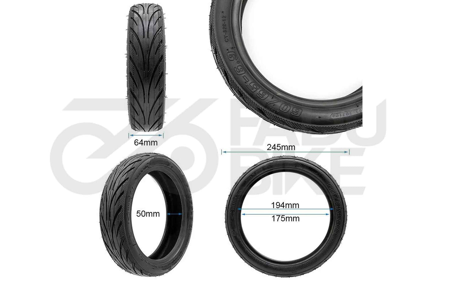 E-Scooter Rhinotrack Tubeless-Reifen 70/60 × 7,5