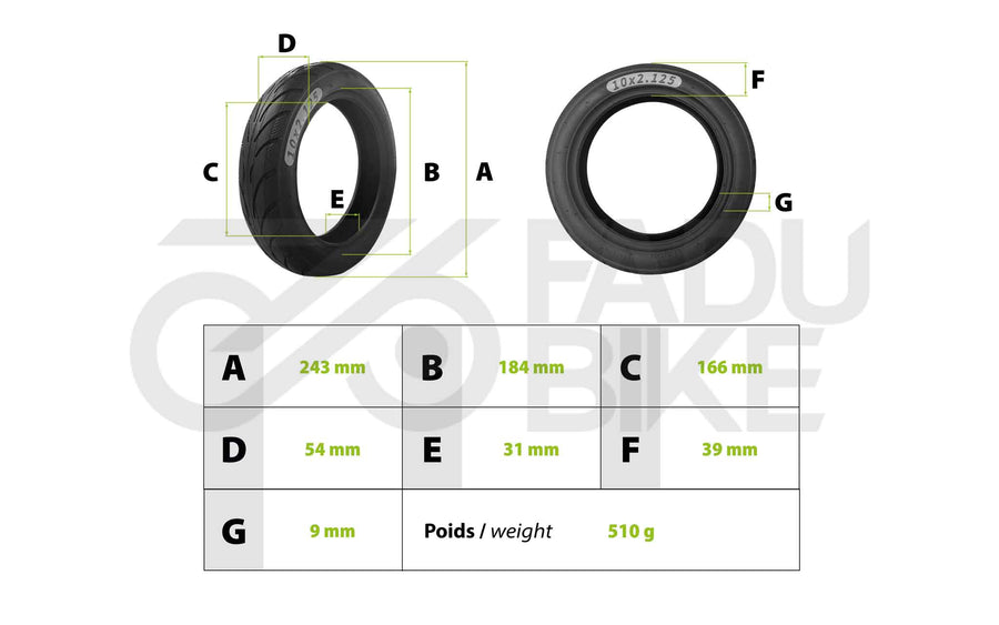 E-scooter tubeless tire 10x2.125–6.5 – compatible with Ninebot F & Xiaomi Mi4