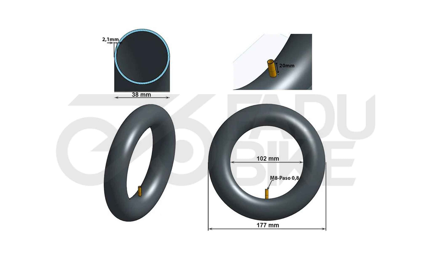 E-Scooter Schlauch 200×50 VR | Gerades Ventil – pannensicher und langlebig