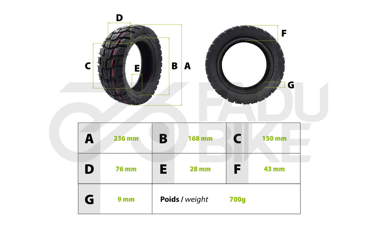 Offroad Tubeless Reifen 80/65-6 (255×80) für 10-Zoll E-Scooter
