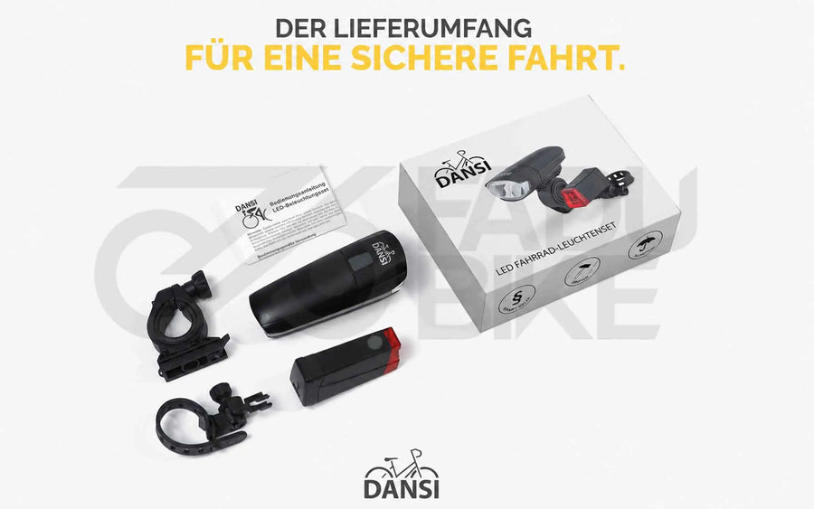 DANSI LED Fahrrad Leuchten-Set StVZO vorne & hinten