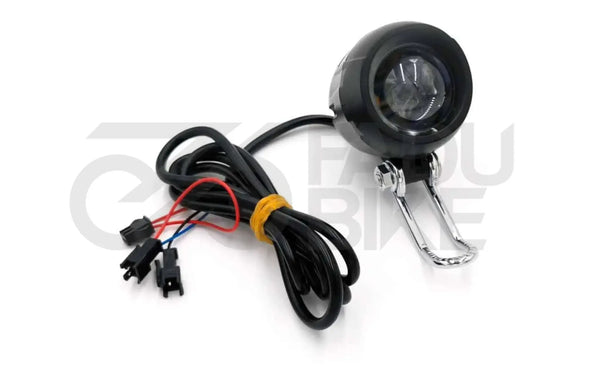 E-Scooter LED-Frontlicht mit Hupe 12-72 V (SM-Stecker) – Sicht & Signal fürs Cockpit