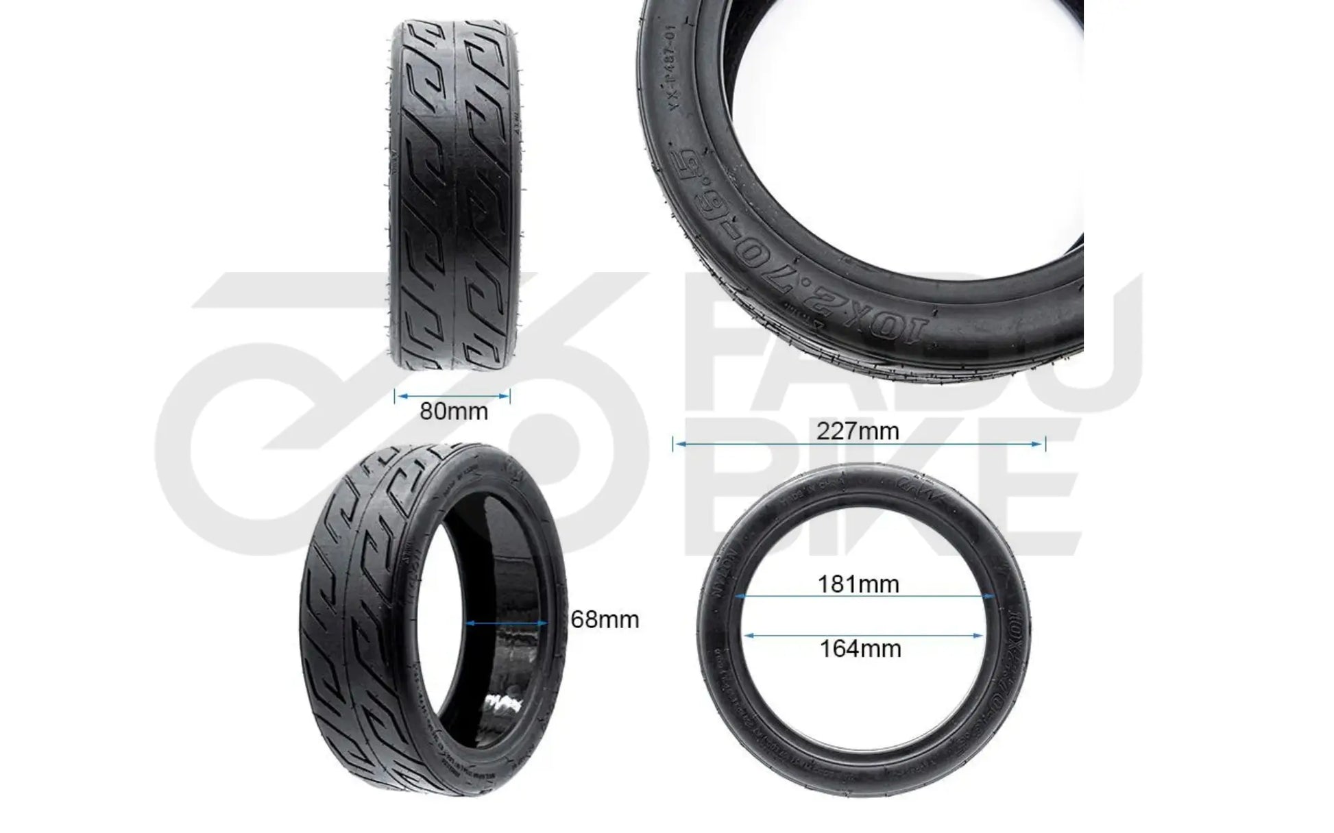 E-Scooter Cityroad Tubeless-Reifen 10×2,70×65 – mit Gel