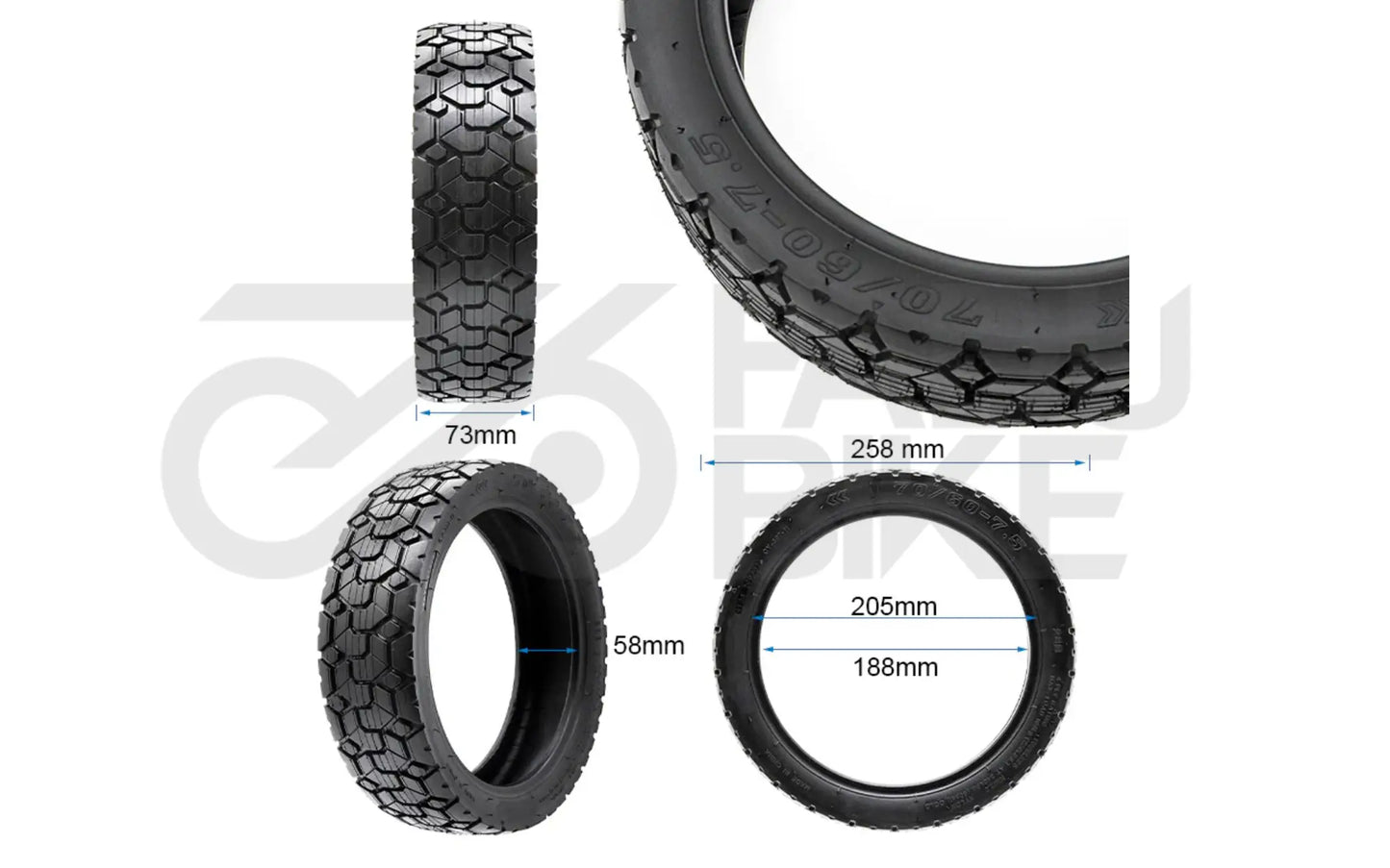 E-Scooter Rhinotrack Tubeless-Reifen 70/60 × 7,5 – mit Gel-Dichtsystem