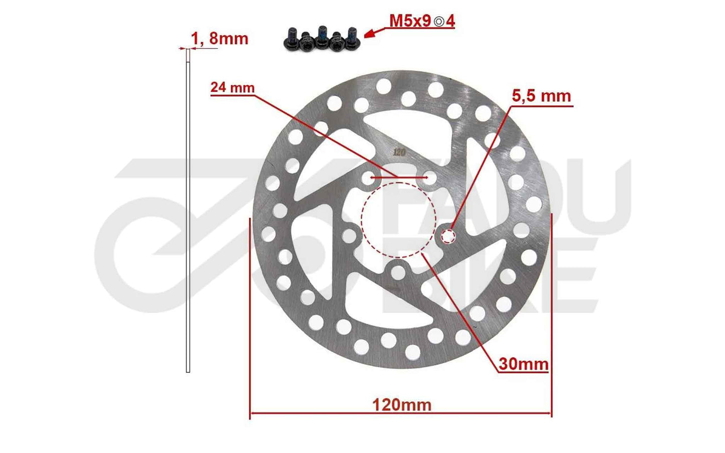 E-Scooter Bremsscheibe 120 mm 5H für Xiaomi M365, Essential, 1S & Pro 2