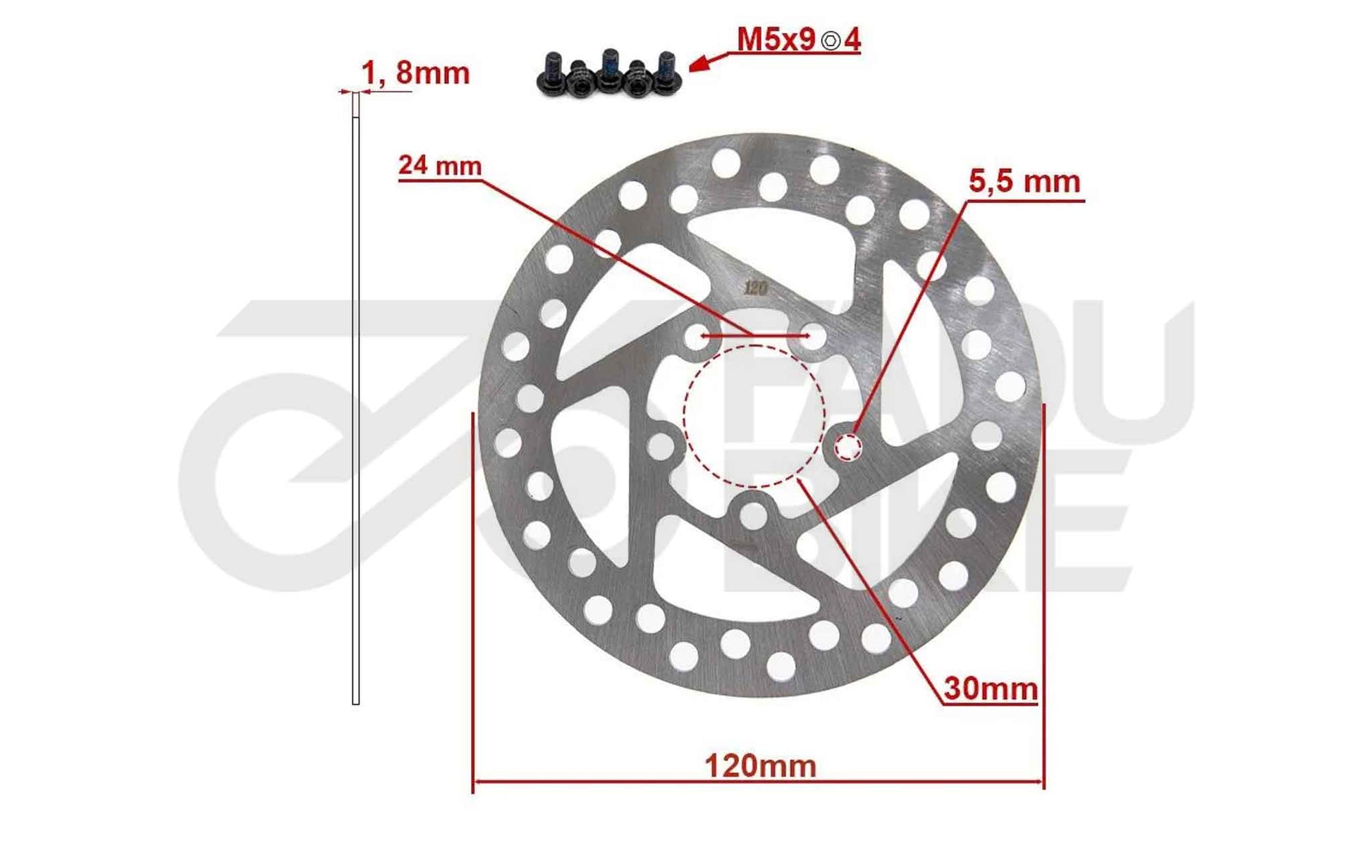 E-Scooter Bremsscheibe 120 mm 5H für Xiaomi M365, Essential, 1S & Pro 2
