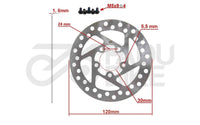 E-Scooter Bremsscheibe 120 mm 5H für Xiaomi M365, Essential, 1S & Pro 2