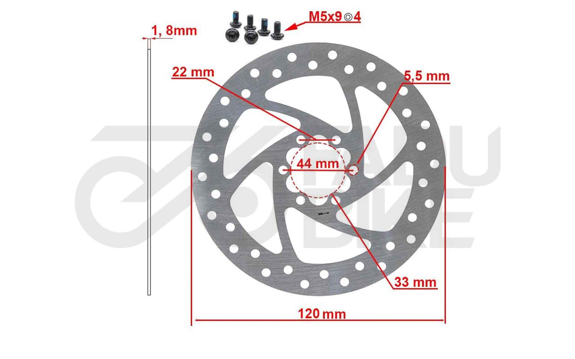 E-Scooter Bremsscheibe 120 mm 6H für Cecotec Outsider & Bongo Serie A