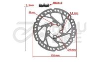 E-Scooter Bremsscheibe 135 mm 5H – Silber