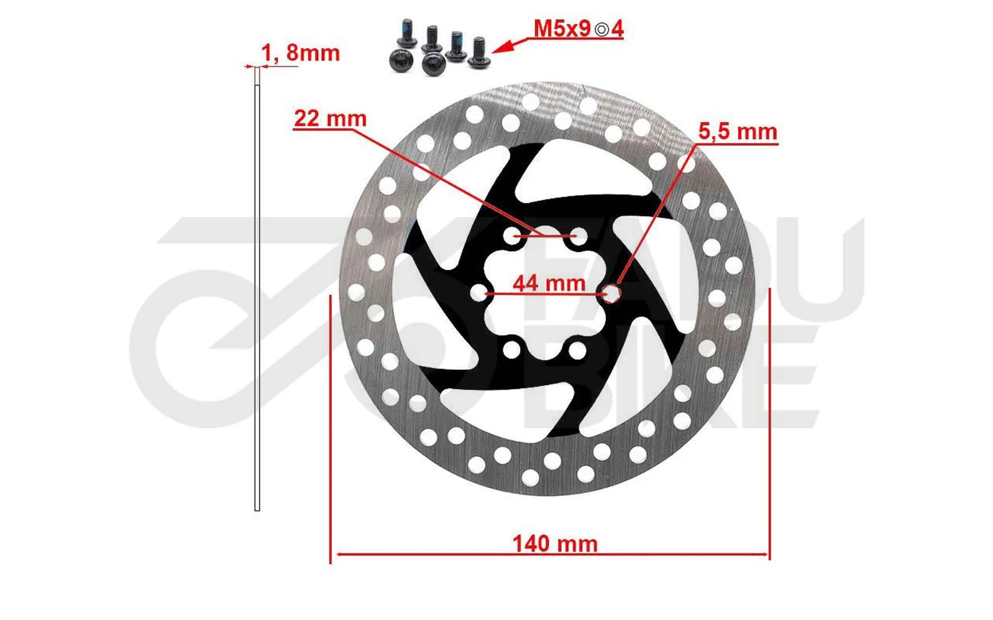 E-Scooter Bremsscheibe 140 mm 6H – Schwarz