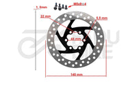 E-Scooter Bremsscheibe 140 mm 6H – Schwarz