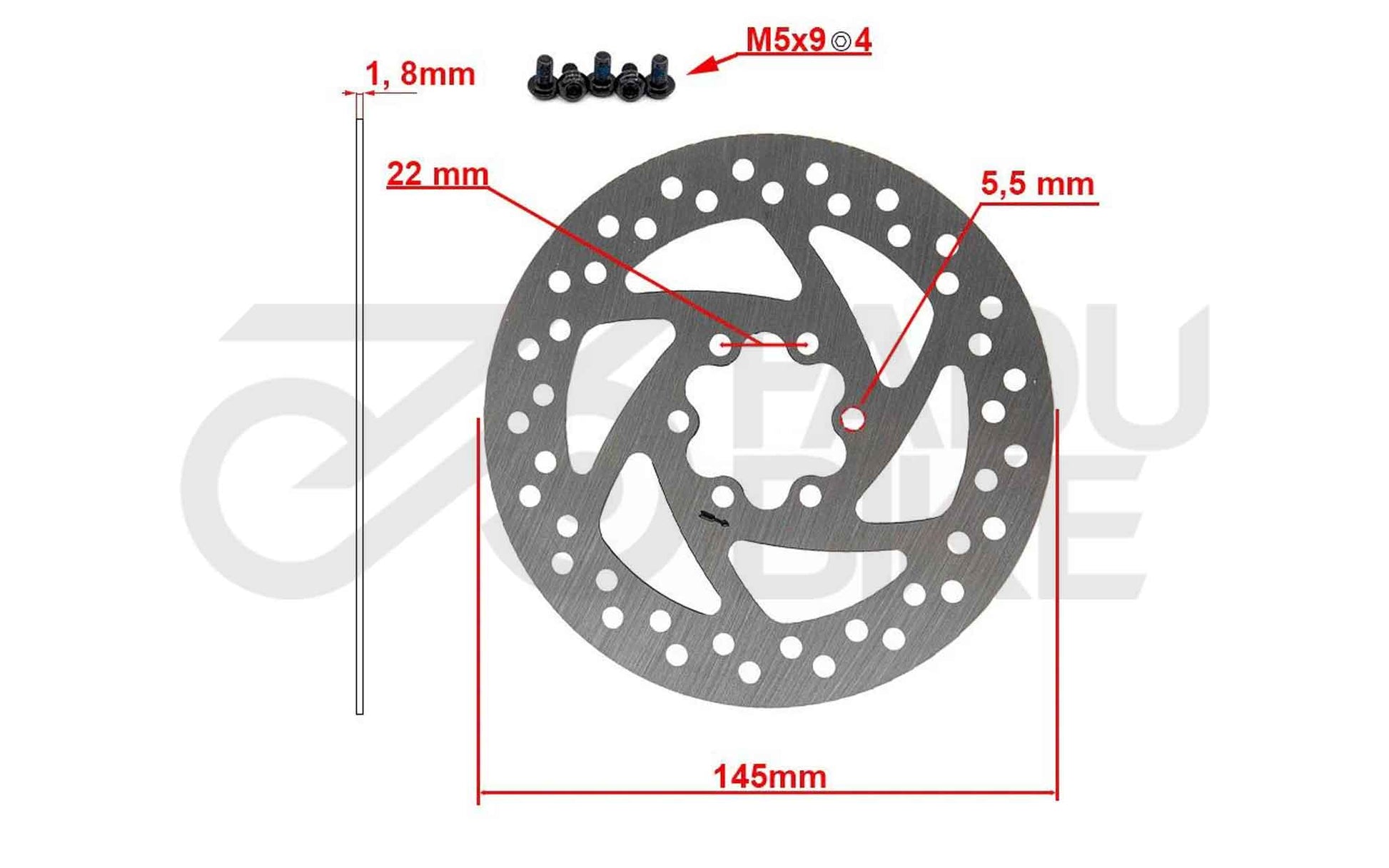 E-Scooter Bremsscheibe 145 mm 6H – Silber