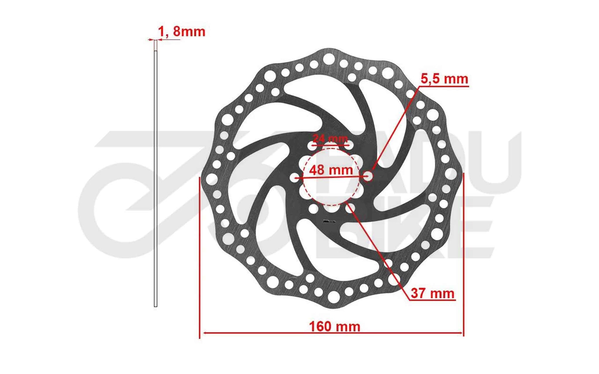 E-Scooter Bremsscheibe 160 mm 6H (48 mm Innenmaß) – Silber