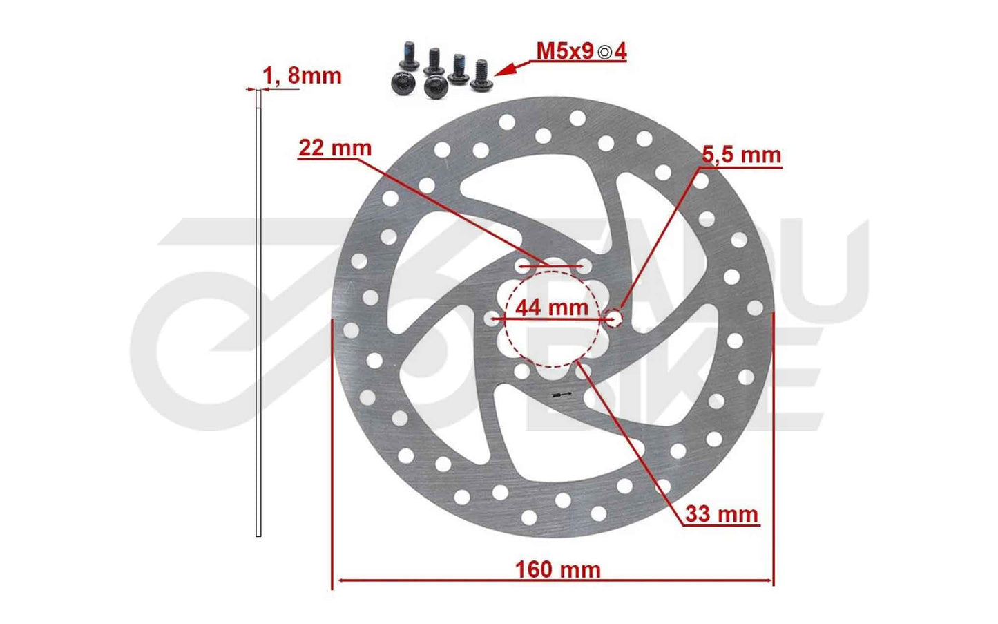 E-Scooter Bremsscheibe 160 mm 6H – Silber