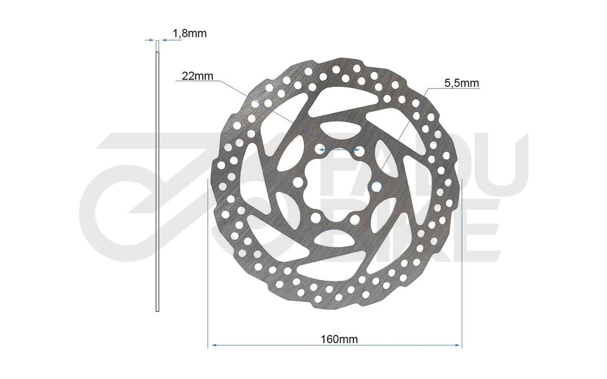 E-Scooter Bremsscheibe EWD003 160 mm 6H – Silber