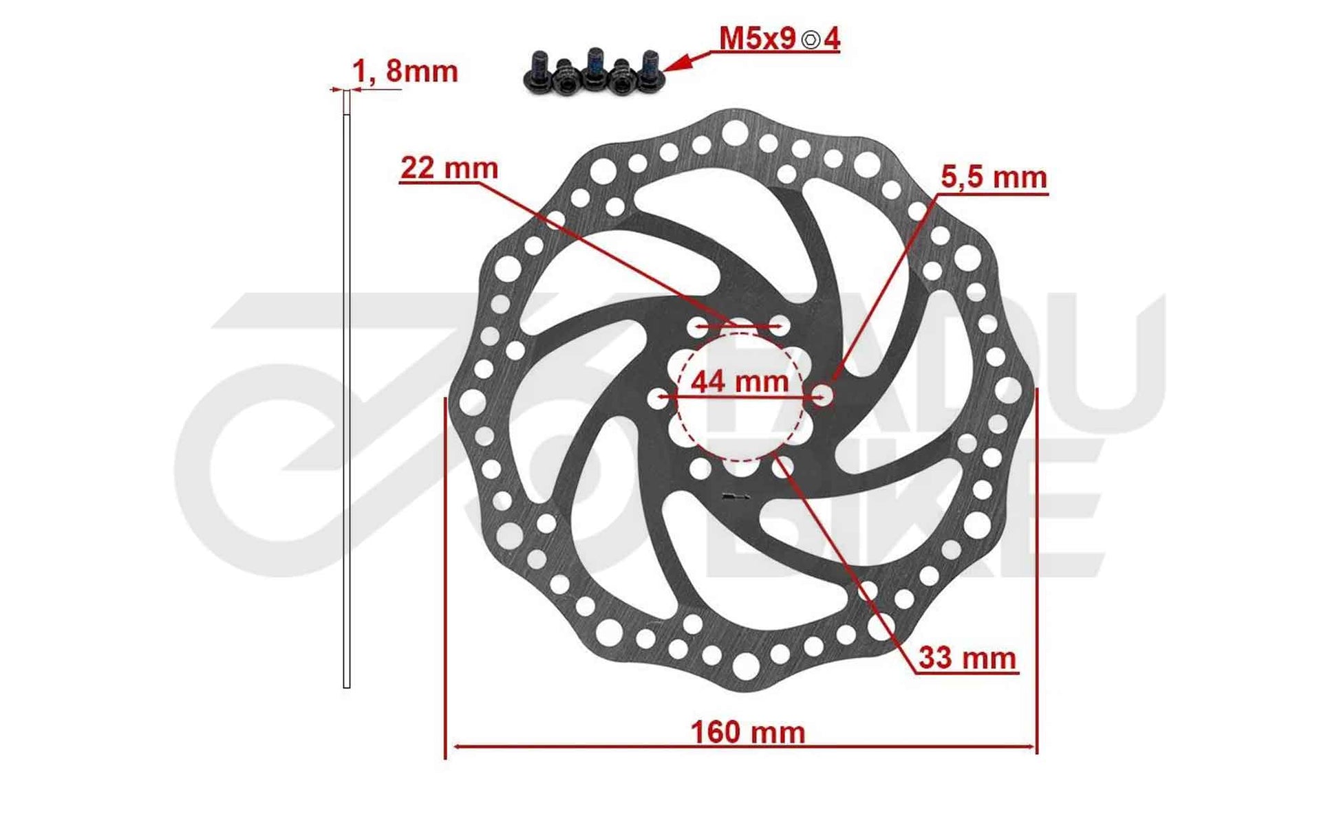E-Scooter Bremsscheibe R6.1 160 mm 6H – Silber