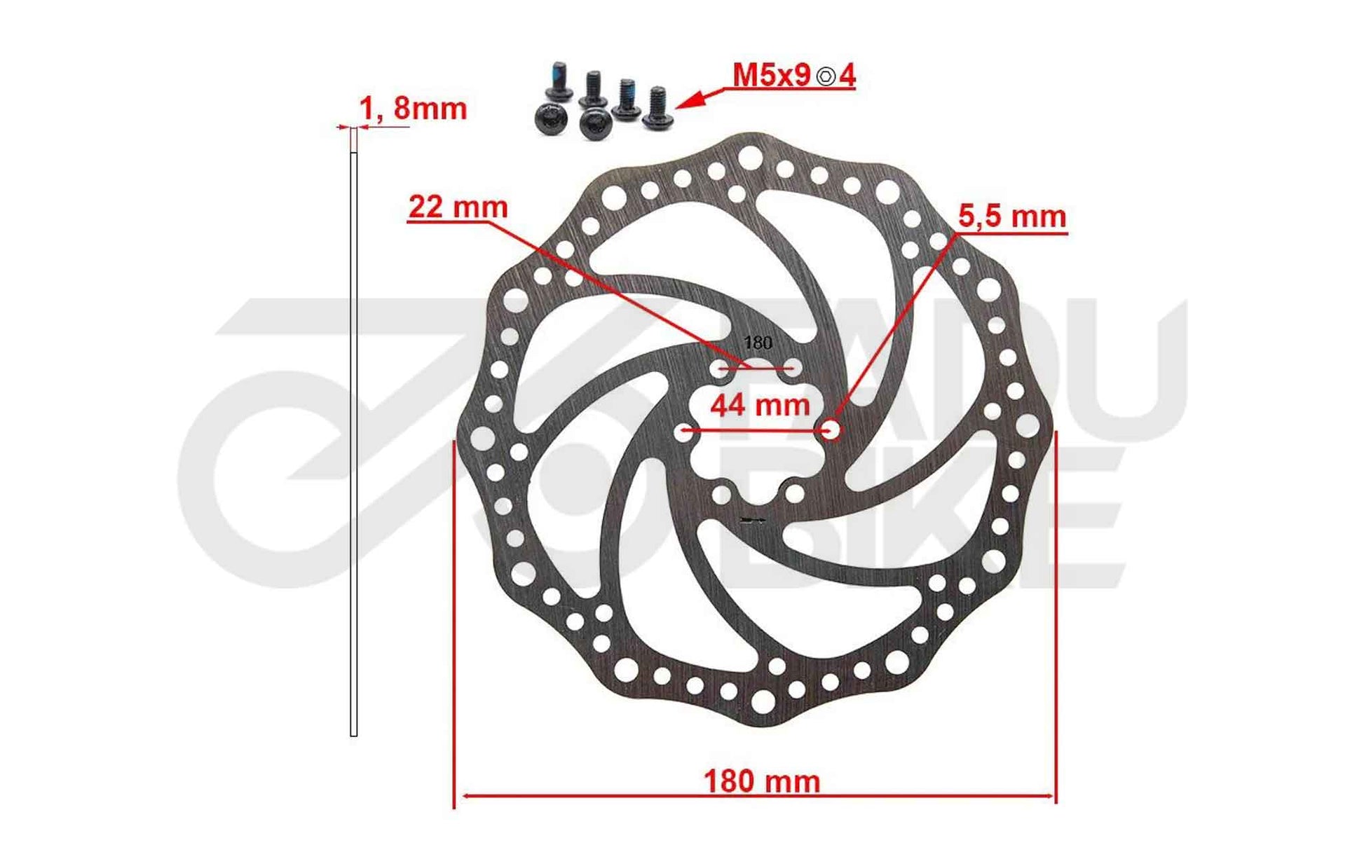 E-Scooter Bremsscheibe R6.1 180 mm 6H – Silber