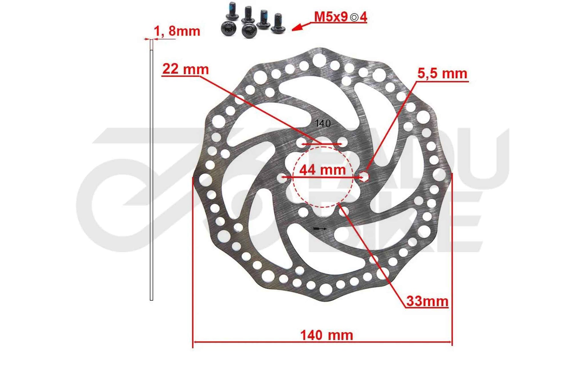E-Scooter Bremsscheibe R6.1 180 mm 6H – Silber