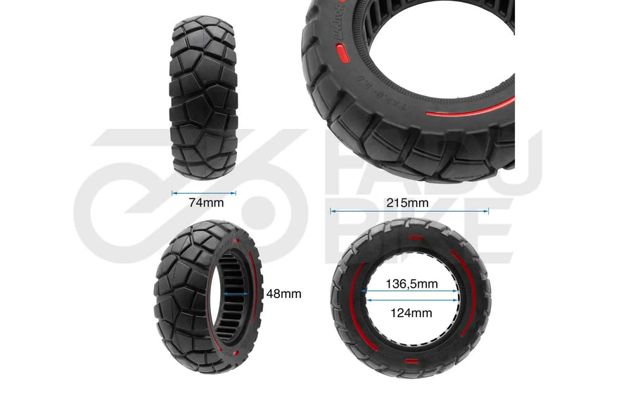 E-Scooter Vollgummi Reifen 9x3-5,5 Amitor – Rot-Schwarze Linie & Pannensicher