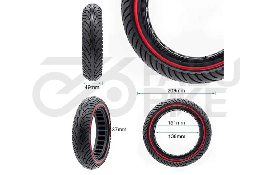 E-Scooter Vollgummireifen 8.5x2-6.1/B34 Schwarz-Rot – Extra Soft