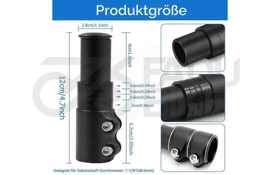 Fahrrad Lenkererhöhung Aohcae 120 mm für 28,6 mm Gabelschaft Schwarz