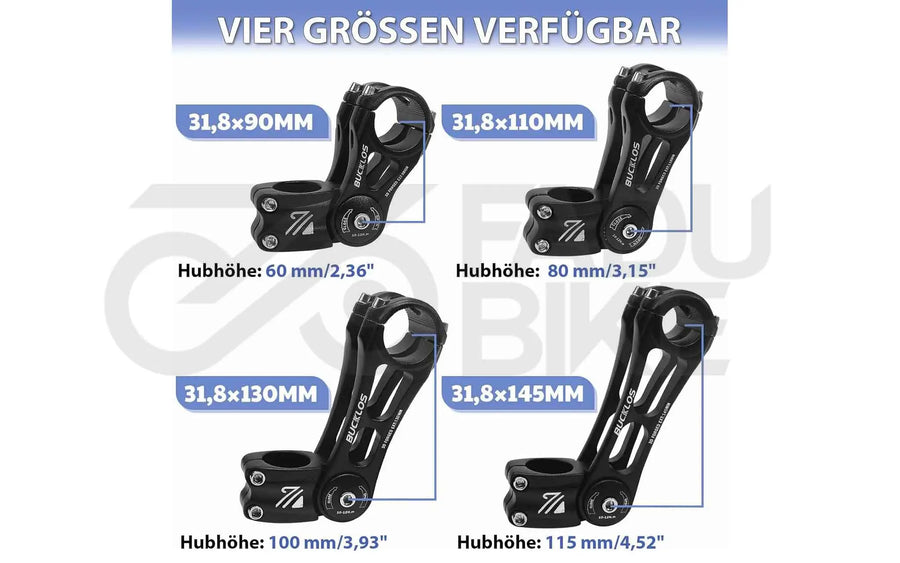 Fahrrad Vorbau AEYINO verstellbar 31,8 mm / 110 mm ±80° Aluminium