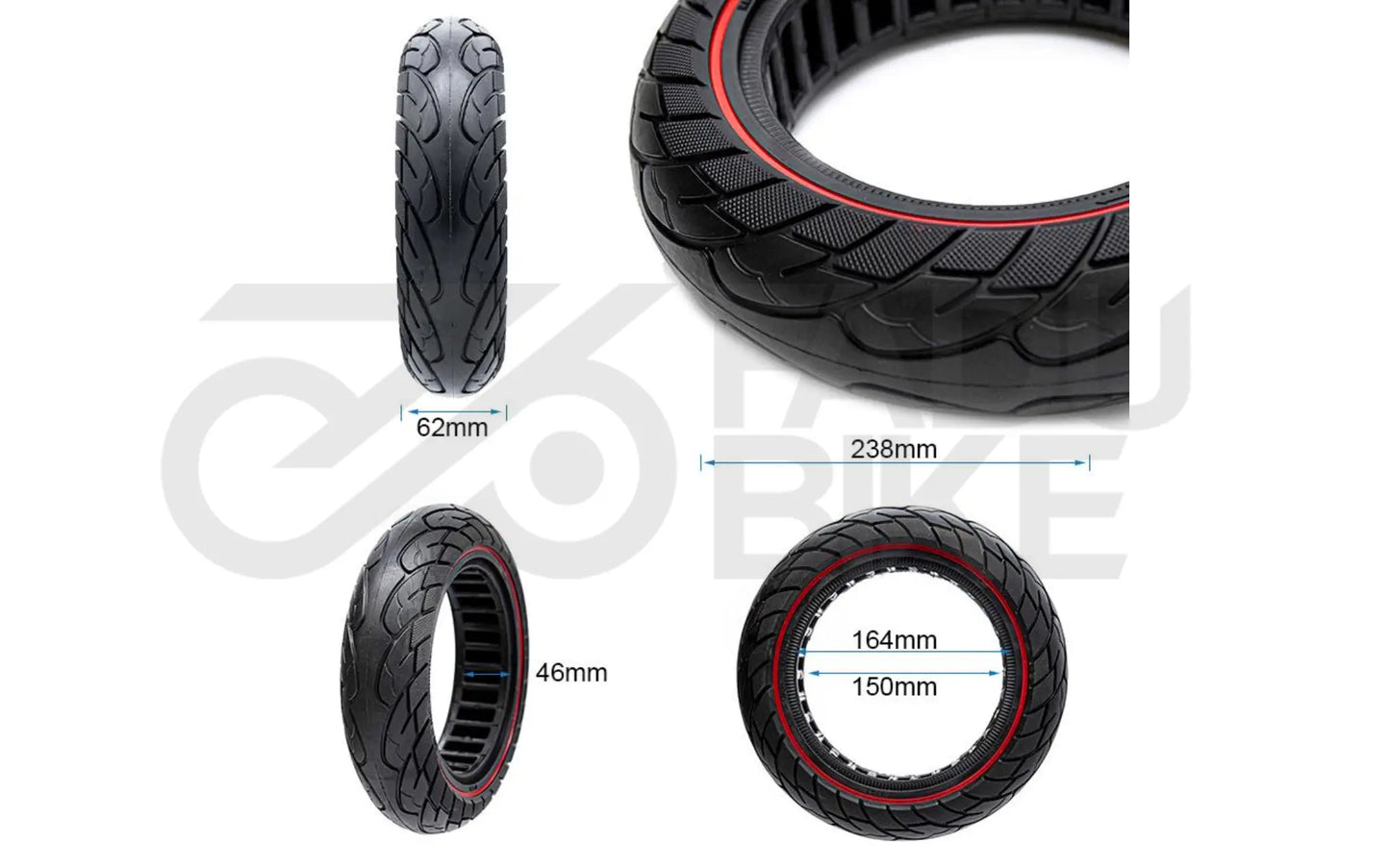 Nedong Vollgummireifen 10 × 2,5 (6,1 B44) „Rote Linie“ – stylischer & pannenfreier E-Scooter Reifen