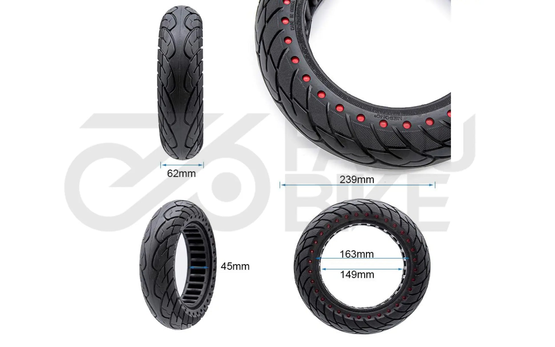 Nedong Vollgummireifen 10x2,5 (6,1 B44) „Red-Line“ – ultraleicht & pannenfrei für E-Scooter