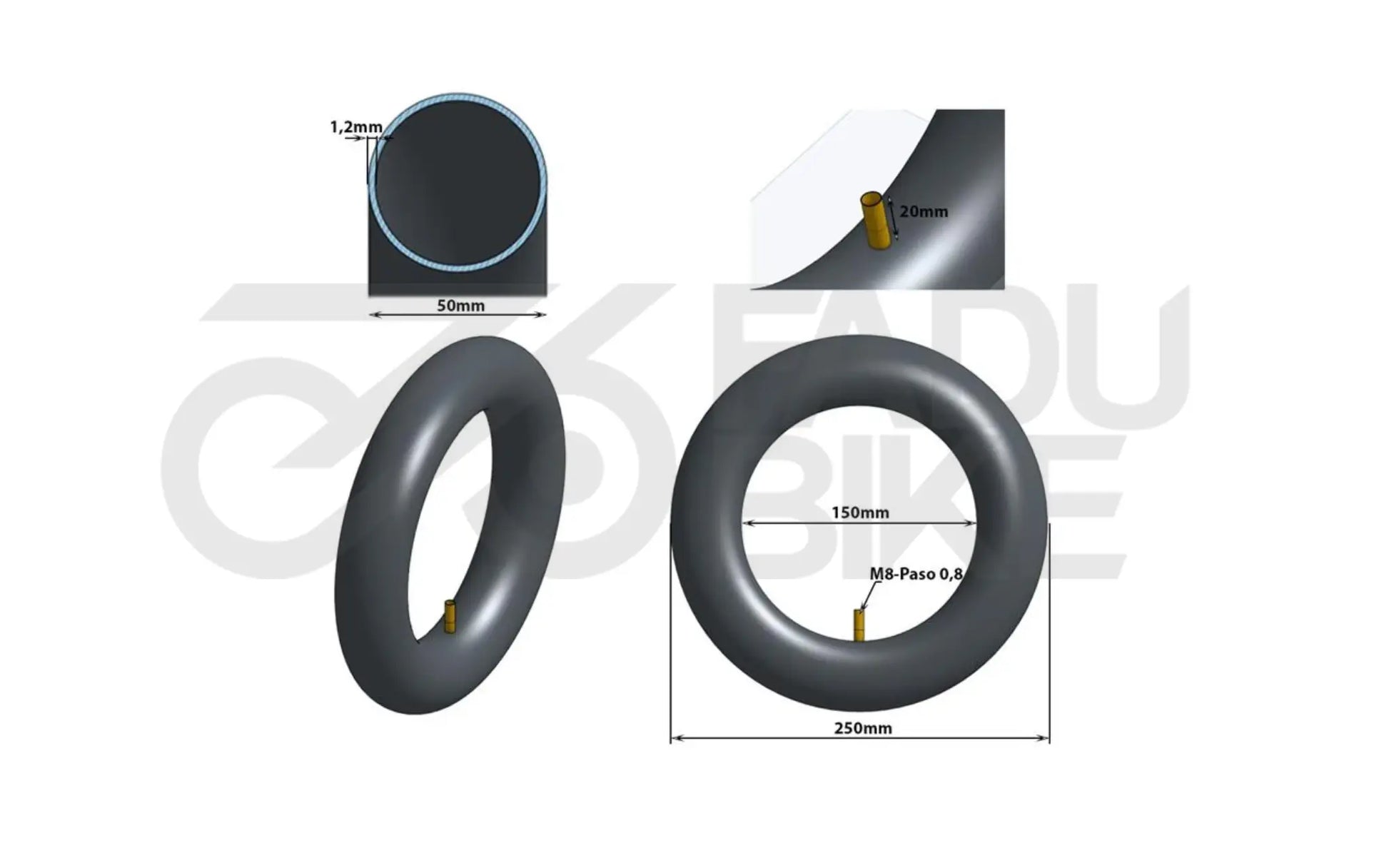 Schlauch 10 × 2″ mit geradem Vr-Ventil – für E-Scooter-Performance